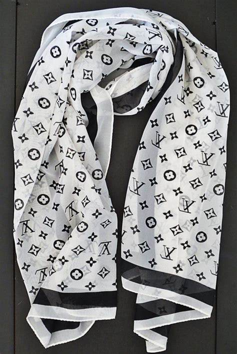 louis vuitton silk scarf black and white|genuine louis vuitton scarf.